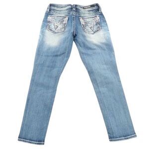 Vigoss Capri Light Wash Embellished Pocket Straight Leg Jeans Size 2